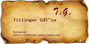 Tillinger Géza névjegykártya